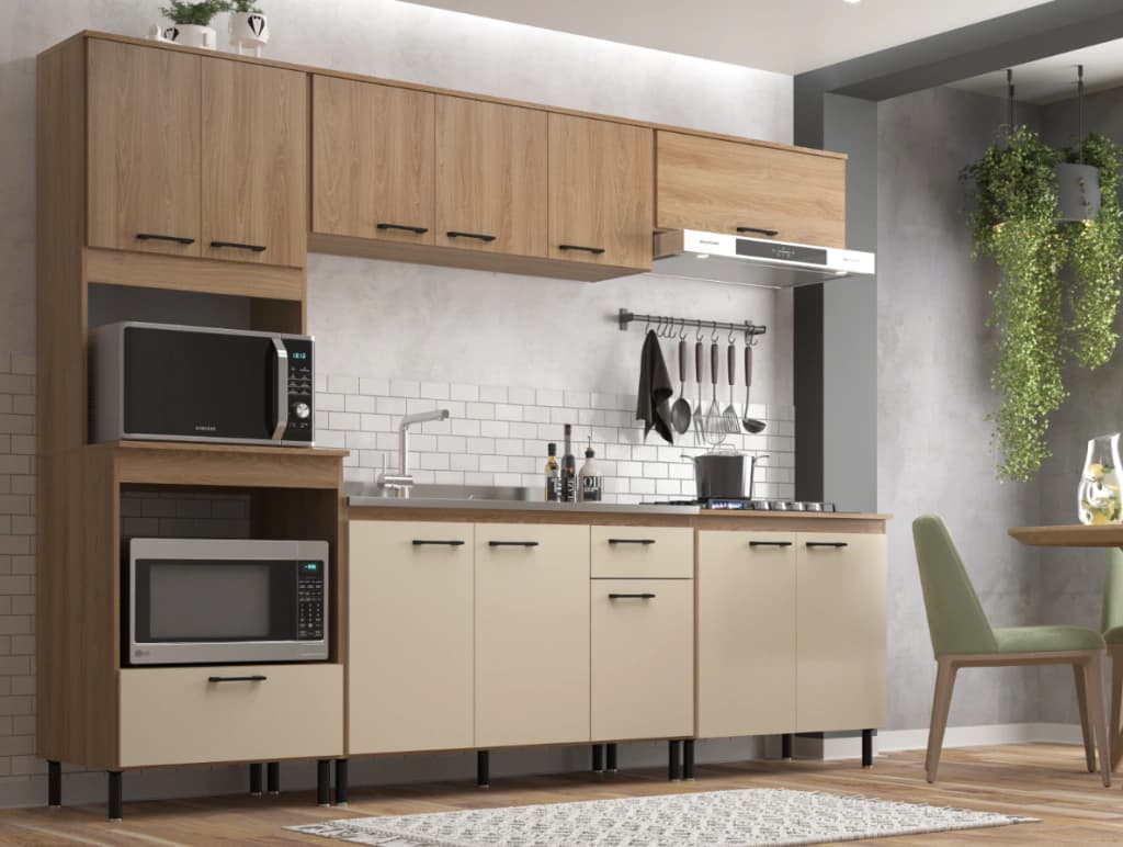 Kit Cozinha Moveis Sul Maysa (madeira oak/dunas)
