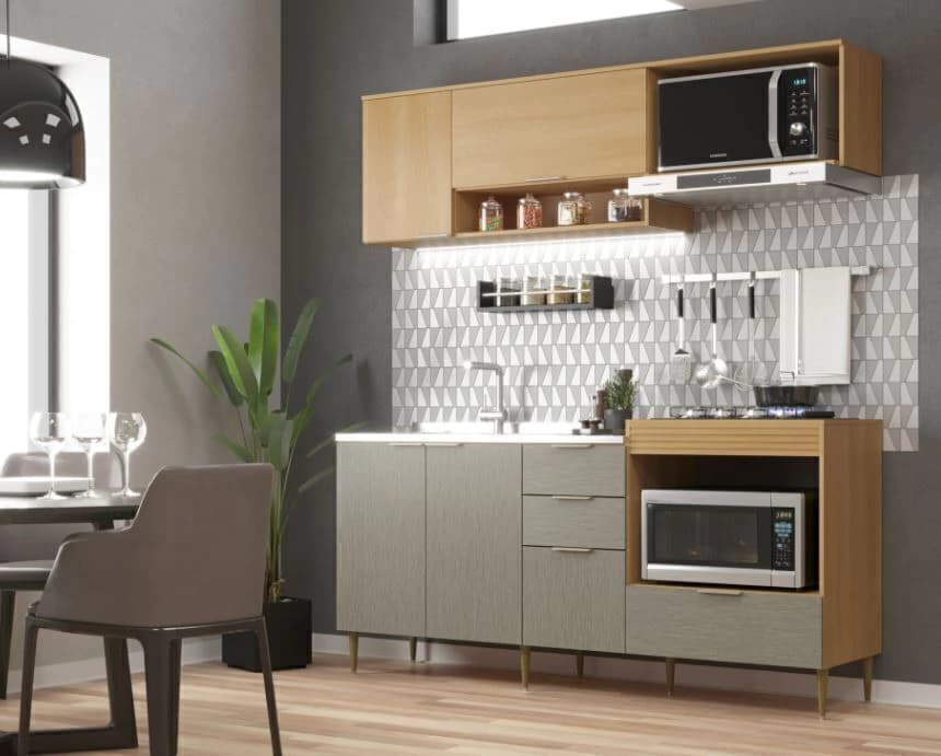 Cozinha Moveis Sul Alice (tauari/escovado silver)