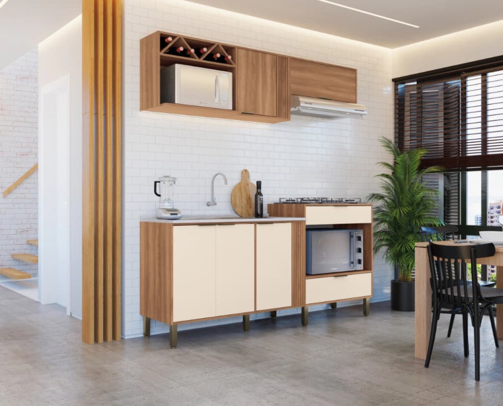 Kit Cozinha Moveis Sul Karen (nogal/off white)