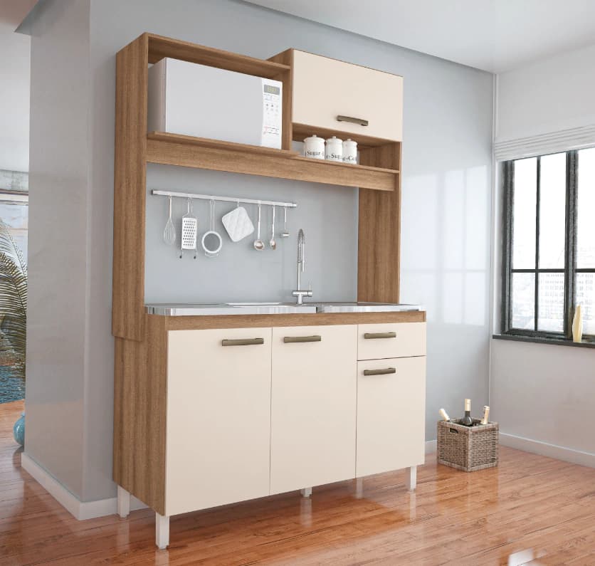 Kit Cozinha Moveis Sul Yasmin (amendoa/off white)