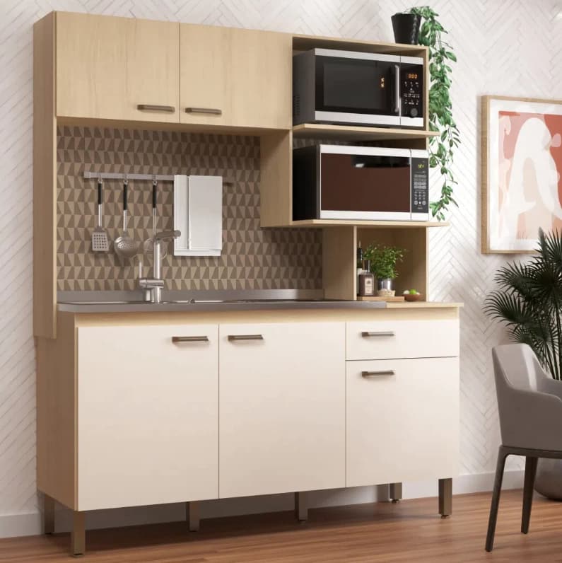 Kit Cozinha Moveis Sul Evelyn (carvalho/off white)