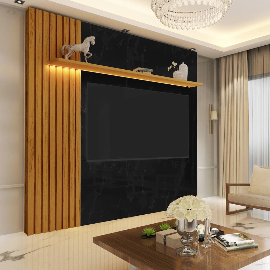 Painel Gelius Primor 1,80m (marmorizado preto/naturale)