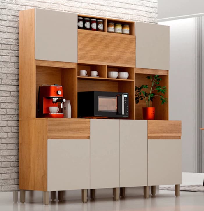 Kit Cozinha Valdemoveis Esmeralda (cinamomo/off white)