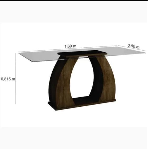 Mesa Rufato Aurora 1,60m (vidro/wengue/carvalho)