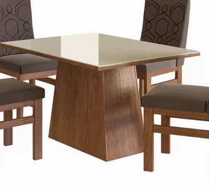 Mesa LJ Prada 1.20x0.90 com 4 Cadeiras Riviera (Castanho/Suede Cappucino)