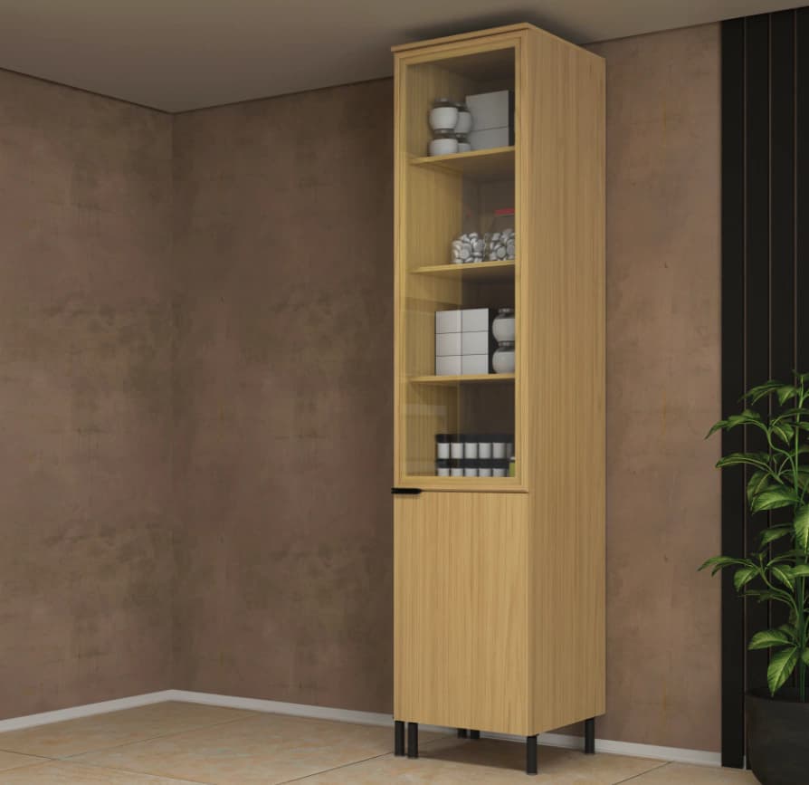 Cristaleira Moveis Sul Jamily 50cm com vidro (canary)